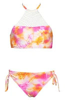 Hobie Kids' Tie Dye Crochet Trim Two-Piece Swimsuit at Nordstrom,