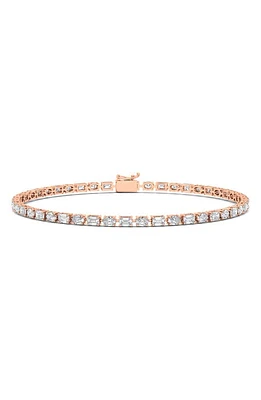 HauteCarat Oval & Emerald Cut Lab Created Diamond Tennis Bracelet in 5.80 Ctw Rose Gold at Nordstrom