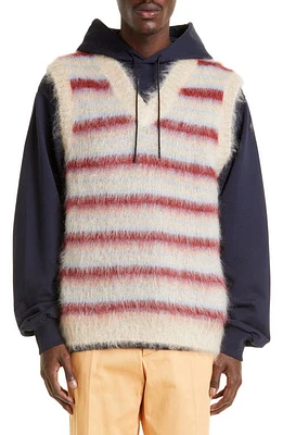 Marni Stripe V-Neck Brushed Mohair Blend Sweater Vest Tan at Nordstrom, Us