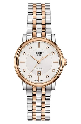 Tissot Carson Diamond Bracelet Watch, 30mm in Silver at Nordstrom