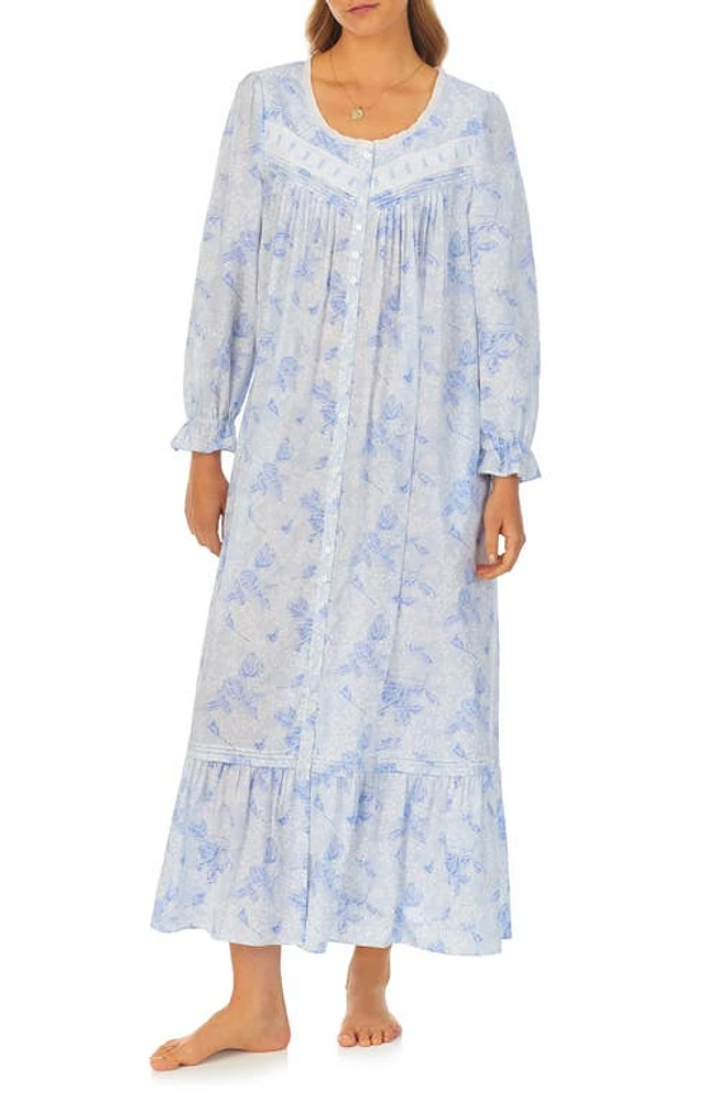 Eileen West Long Sleeve Ballet Nightgown Blue Print at Nordstrom,