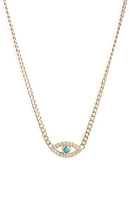 Zoë Chicco Evil Eye Turquoise & Diamond Pendant Necklace in Yellow Gold at Nordstrom, Size 16