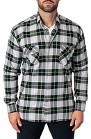 Maceoo Plaid Embroidered Cotton Flannel Button-Up Shirt at Nordstrom