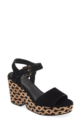 Cecelia New York Betty Platform Wedge Sandal Black Suede Cork at Nordstrom,