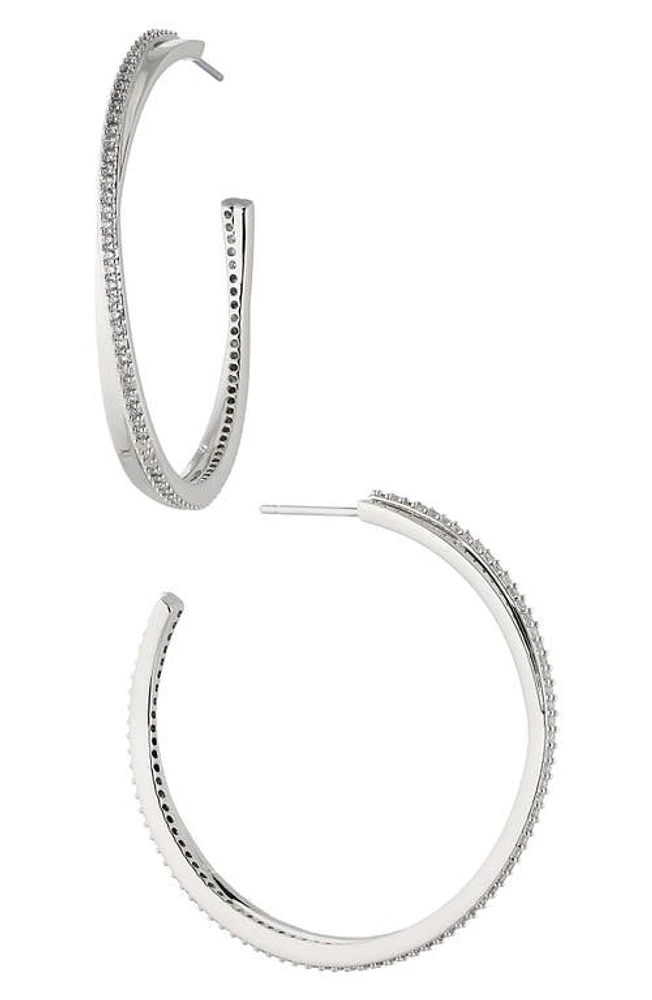 Nadri Disco Crossover Hoop Earrings in Rhodium at Nordstrom