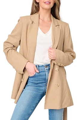 GIBSONLOOK Belted Linen Blend Blazer Nutshell Brown at Nordstrom,