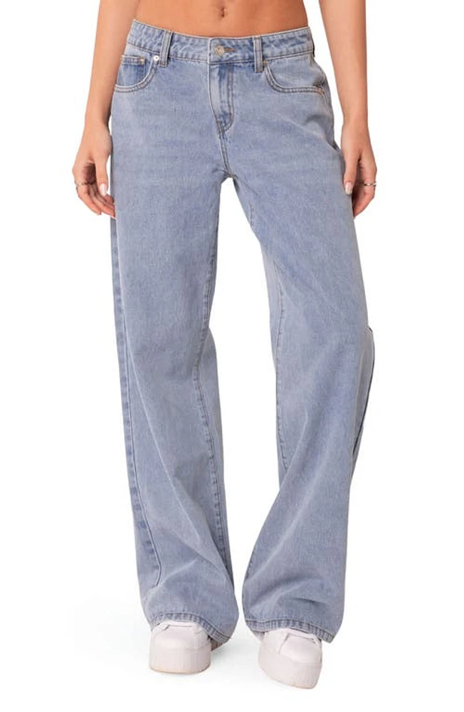 EDIKTED Raelynn Wide Leg Jeans Blue at Nordstrom,