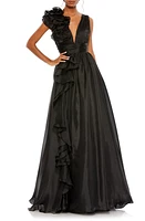 Mac Duggal Ruffle Detail Ruched Chiffon Ballgown at Nordstrom,