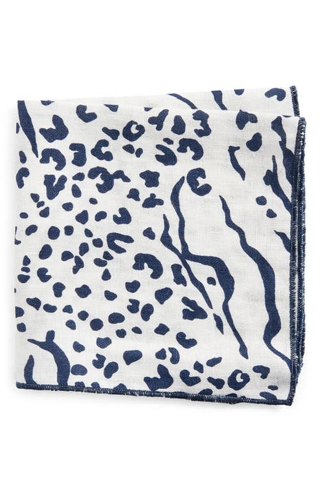 CLIFTON WILSON Print Linen Pocket Square in Navy at Nordstrom