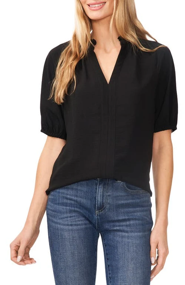 CeCe Ruffle Split Neck Blouse at Nordstrom,