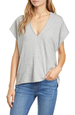 FRAME Le Mid Rise V-Neck T-Shirt Gris Heather at Nordstrom,