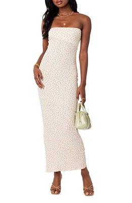 EDIKTED Lynn Rib Strapless Maxi Dress Cream at Nordstrom,