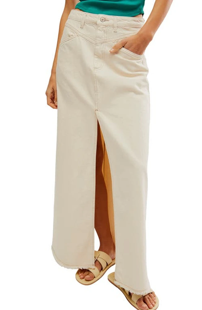 Free People Come as You Are Frayed Hem Denim Maxi Skirt Wisp at Nordstrom,