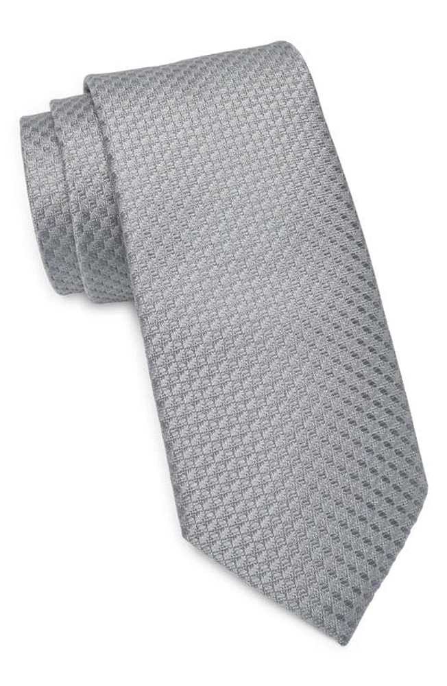 Nordstrom Tolbert Textured Solid Silk Tie in Silver at Nordstrom