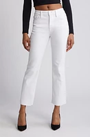 Good American Straight High Waist Raw Hem Leg Jeans White 037 at