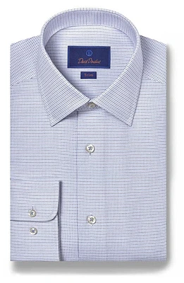 David Donahue Trim Fit Dobby Microcheck Dress Shirt Sky/Blue at Nordstrom,