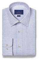 David Donahue Trim Fit Dobby Microcheck Dress Shirt Sky/Blue at Nordstrom,