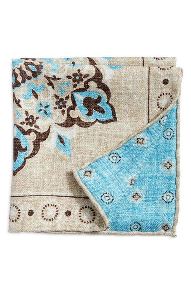 EDWARD ARMAH Floral & Neat Prints Silk Pocket Square in Beige at Nordstrom