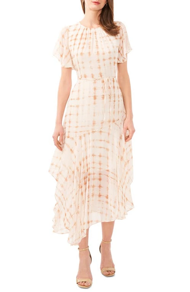 halogen(r) Print Flutter Sleeve Asymmetric Dress Clay Spice at Nordstrom,