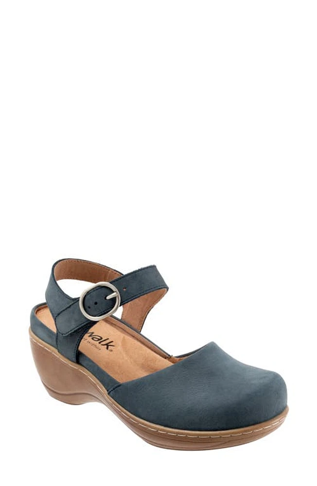 SoftWalk Mabelle Ankle Strap Clog Smoke Nubuck at Nordstrom,