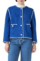 English Factory Premium Contrast Trim Faux Shearling Jacket at Nordstrom,