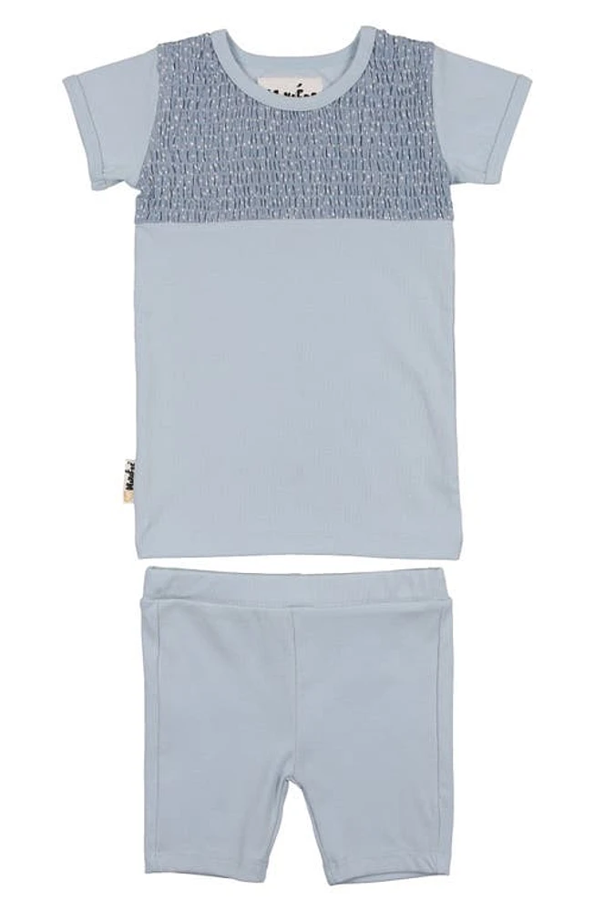 Manière Kids' Speckle Smock Top & Shorts Set Sky Blue at Nordstrom,