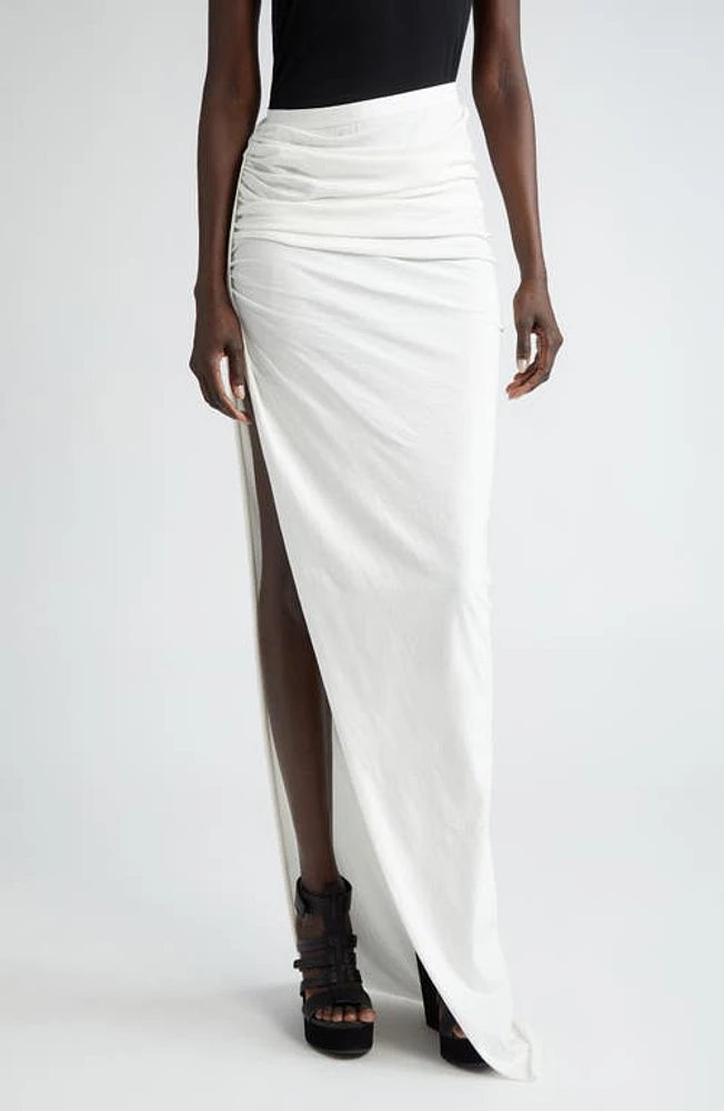 Rick Owens Asymmetric Side Slit Cotton Jersey Maxi Skirt Milk at Nordstrom, Us