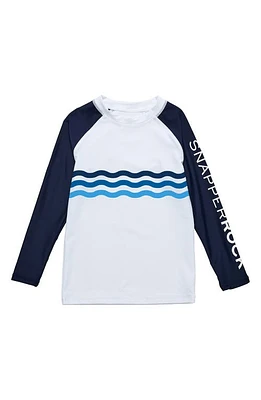 Snapper Rock Kids' Wave Stripe Long Sleeve Rashguard Top White at Nordstrom,