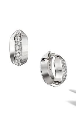 Cast The Defiant Iced Edge Diamond Huggie Hoop Earrings in Silver at Nordstrom