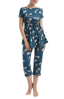 Kimi and Kai Zadie Floral Maternity/Nursing Pajamas Navy at Nordstrom,