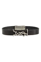 Saint Laurent YSL Leather Bracelet Nero at Nordstrom,