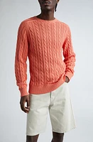 BEAMS Cable Crewneck Sweater Coral at Nordstrom,