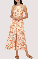 Lost + Wander Salt to the Sea Halter Midi Dress Red/Cream at Nordstrom,