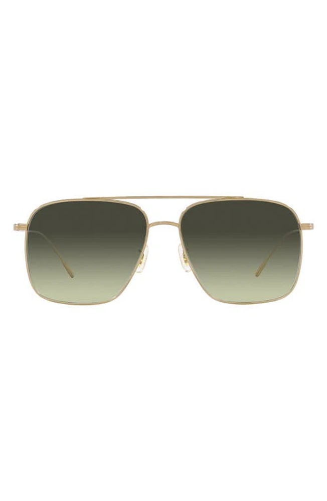 Oliver Peoples Dresner 56mm Gradient Pilot Sunglasses in Dark Green at Nordstrom