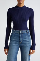 ATM Anthony Thomas Melillo Mock Neck Silk & Cotton Sweater in Navy at Nordstrom, Size X-Large