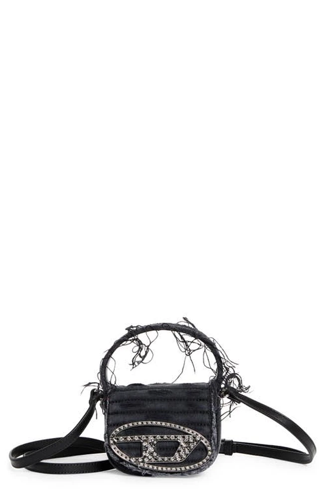 DIESEL Extra Small 1 DR Crystal Embellished Canvas Top Handle Bag in Black at Nordstrom