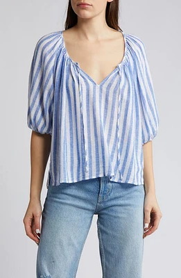 Rails Kirstie Stripe Linen Blend Top Casablanca at Nordstrom,