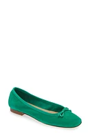 ANN MASHBURN Square Toe Ballet Flat Green Suede at Nordstrom,