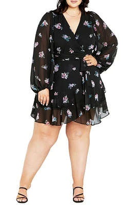 City Chic Jemina Floral Long Sleeve Dress Vintage Rosebud at