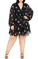 City Chic Jemina Floral Long Sleeve Dress Vintage Rosebud at