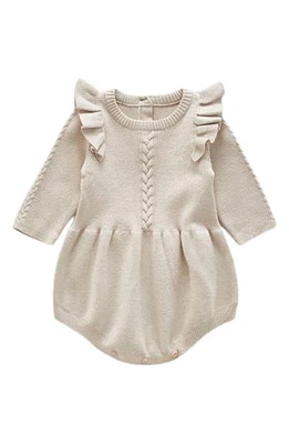 Ashmi & Co. Lizzie Ruffle Sleeve Knit Cotton Bodysuit Beige at Nordstrom,