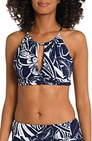 La Blanca Playa Ruched Keyhole Cutout Bikini Top Indigo at Nordstrom,