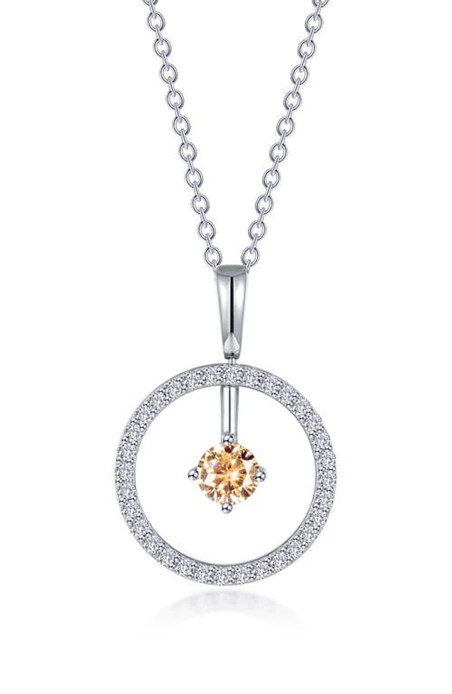 Lafonn Simulated Diamond Lab-Created Birthstone Reversible Pendant Necklace in Yellow/November at Nordstrom, Size 20