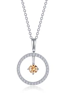 Lafonn Simulated Diamond Lab-Created Birthstone Reversible Pendant Necklace in Yellow/November at Nordstrom, Size 20