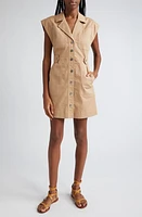 Veronica Beard Jax Stretch Cotton Twill Minidress Khaki at Nordstrom,