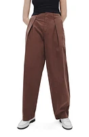 rag & bone Donovan Pleated Cotton Twill Wide Leg Pants Brown at Nordstrom,