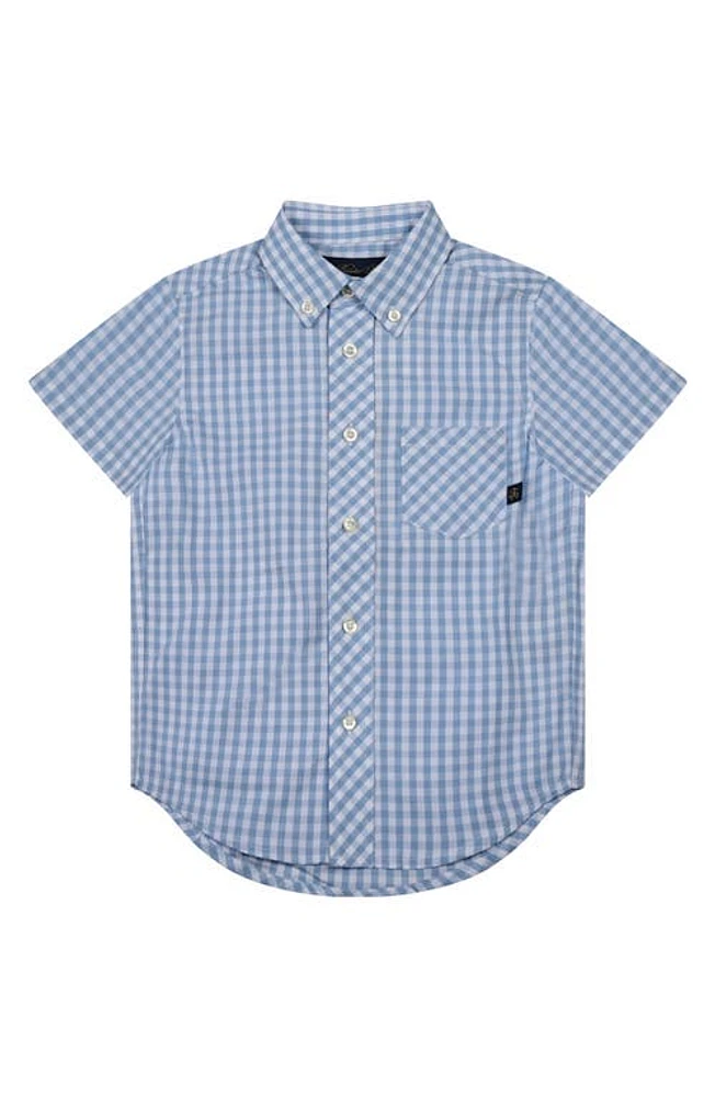 Brooks Brothers Kids' Gingham Short Sleeve Cotton Button-Down Shirt Light Blue at Nordstrom,