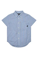 Brooks Brothers Kids' Gingham Short Sleeve Cotton Button-Down Shirt Light Blue at Nordstrom,