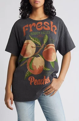 Vinyl Icons Peaches Cotton Graphic T-Shirt Washed Black at Nordstrom,