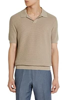 ZEGNA Waffle Knit Premium Cotton Polo Sweater Iuta Beige at Nordstrom, Us